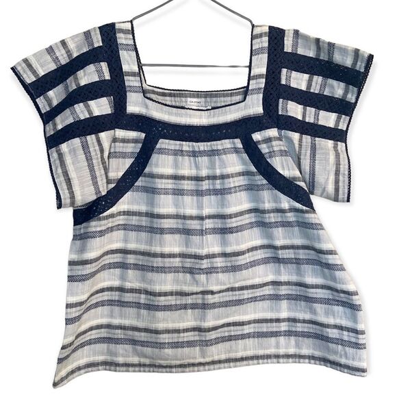 Anthropologie | dRA LA White/Blue Square-Neck Striped Blouse Size Small - Picture 1 of 5